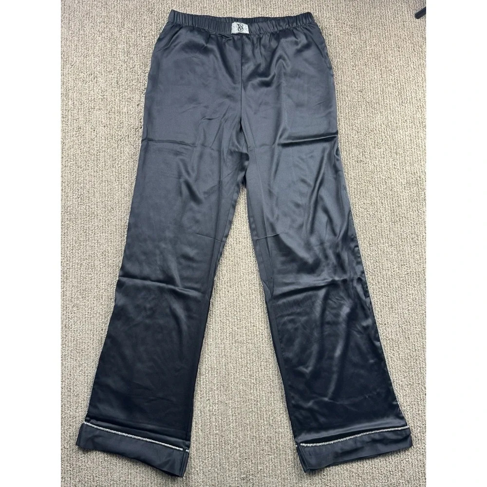 Victorias Secret Womens S Long Signature Satin Shine Pajama Set Pant Button